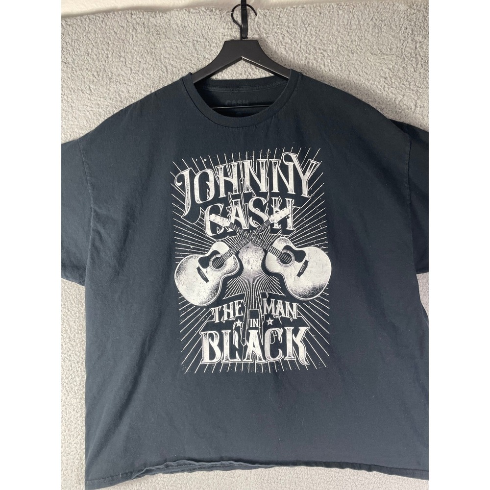 Johnny Cash‎ The Man In Black Graphic T-Shirt Mens 3XL Black Cotton Country Rock